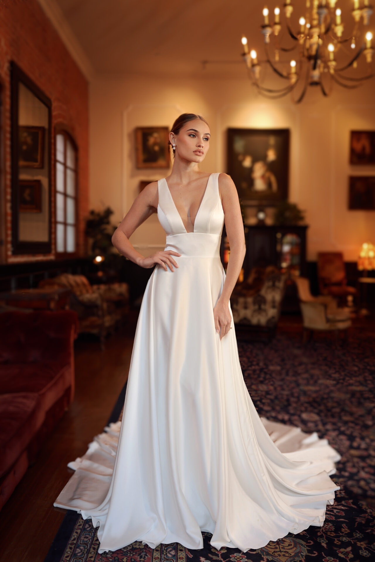 Off-the-Shoulder Wedding Gown with Lace & 3D Floral Appliqués