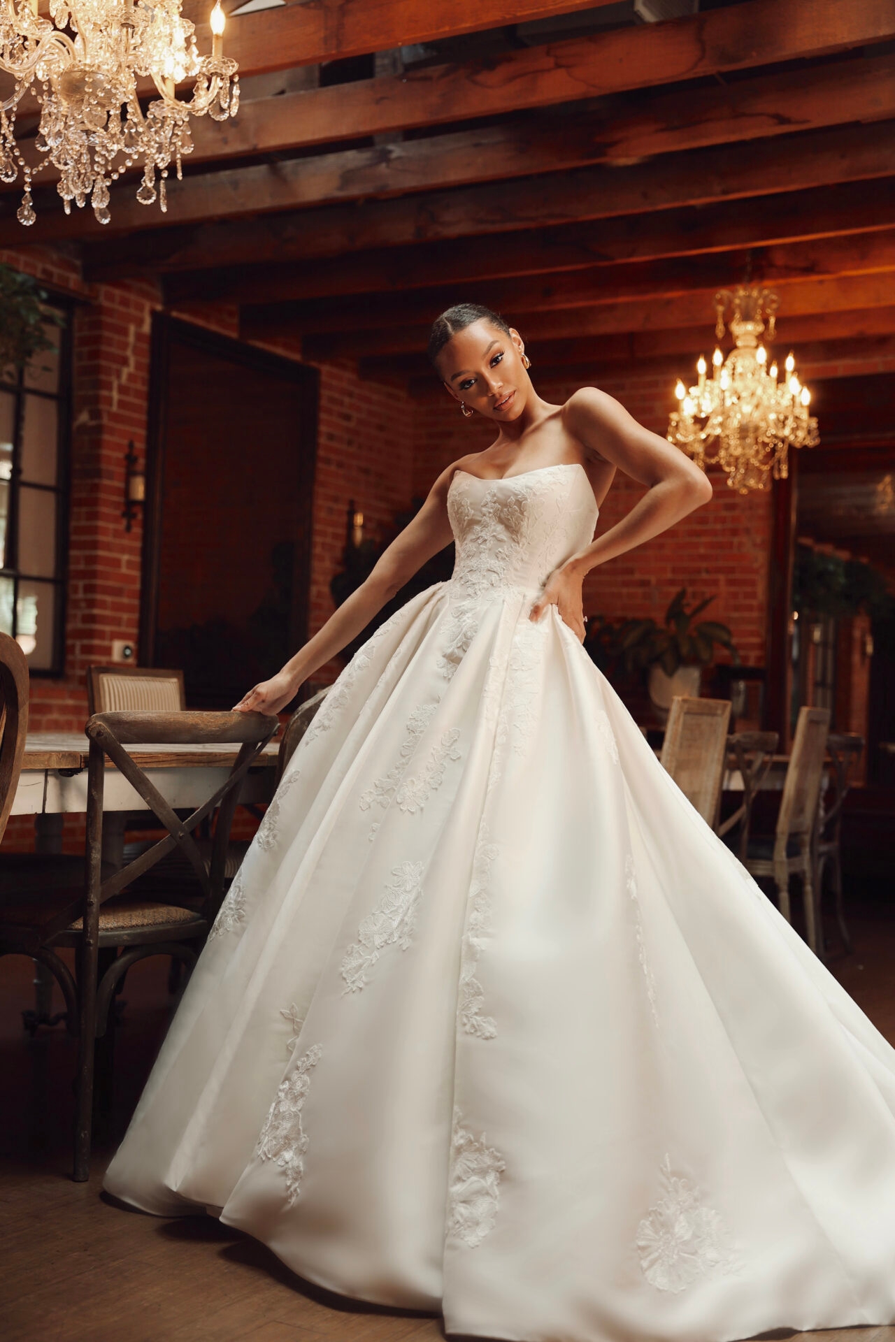 Modern Mikado Ballgown Wedding Dress with Cat-Eye Neckline