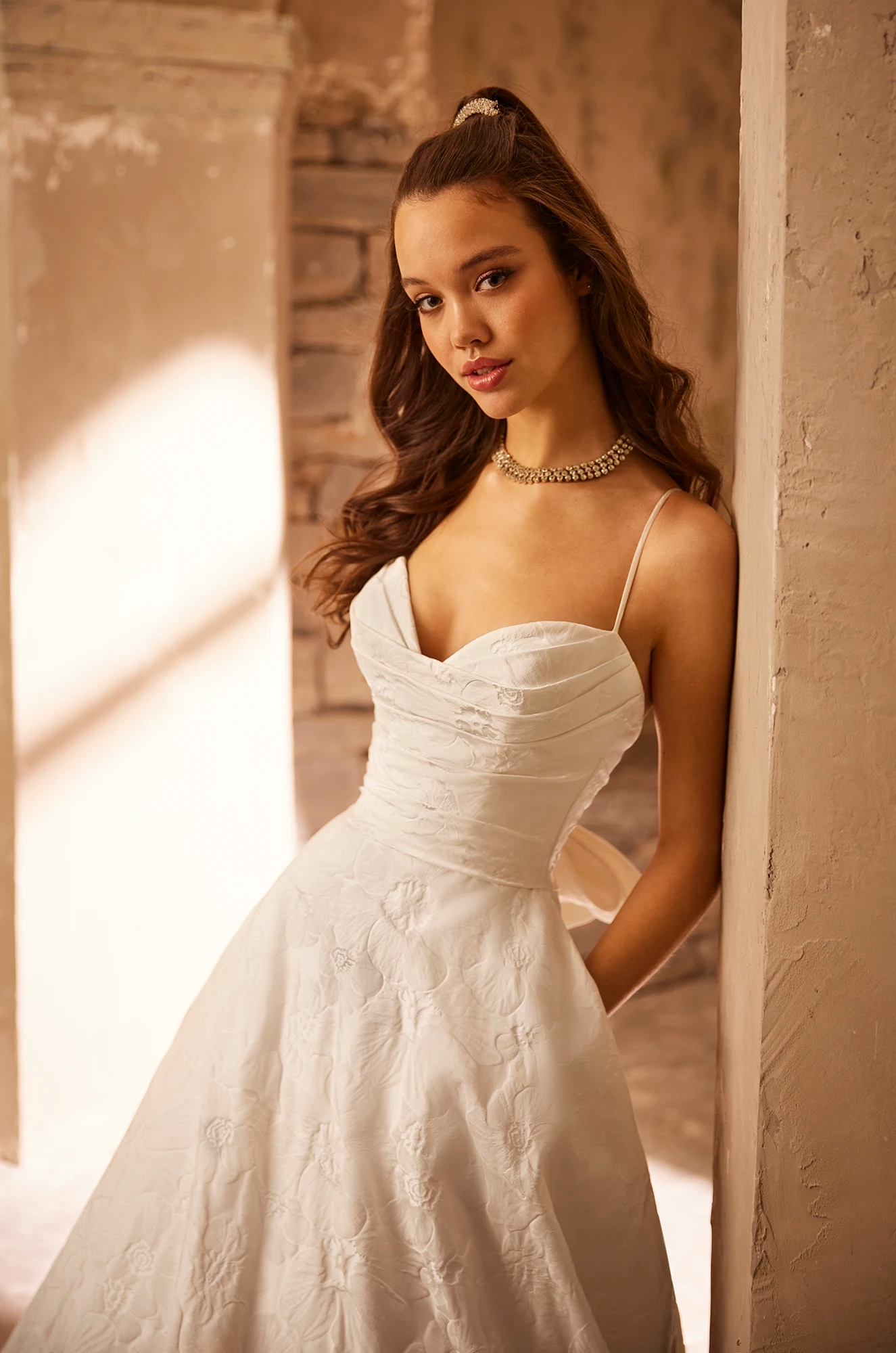 Brocade Ballgown with Sweetheart Neckline and Bow