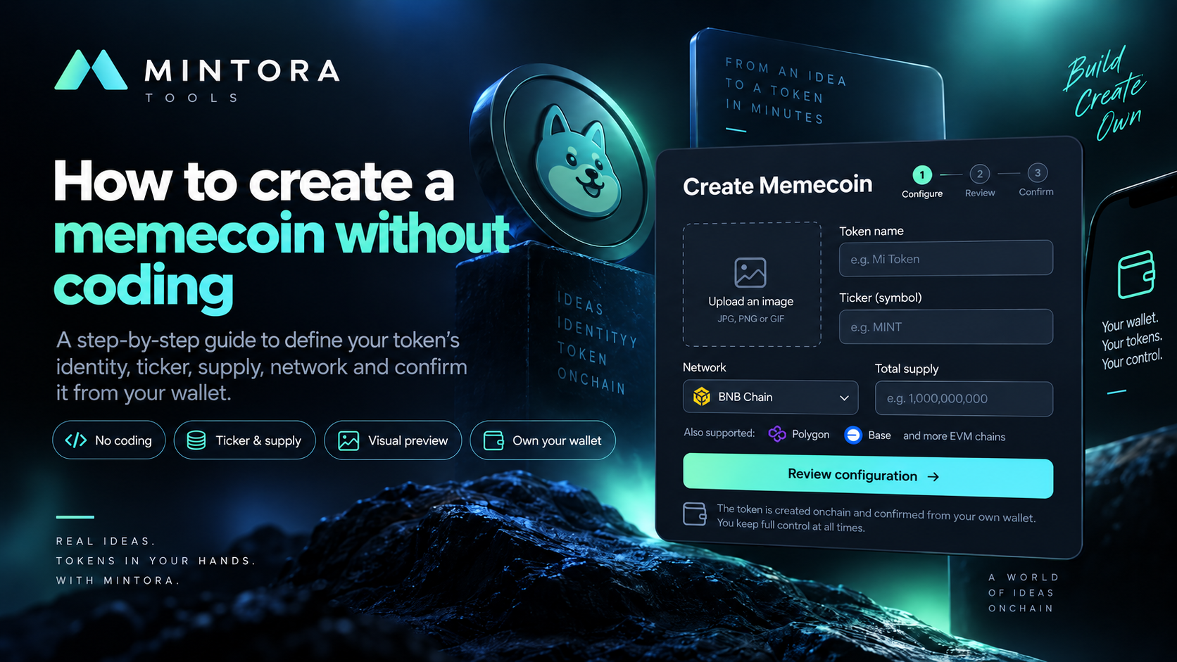 Cover of the MINTORA Tools guide to creating a memecoin without coding