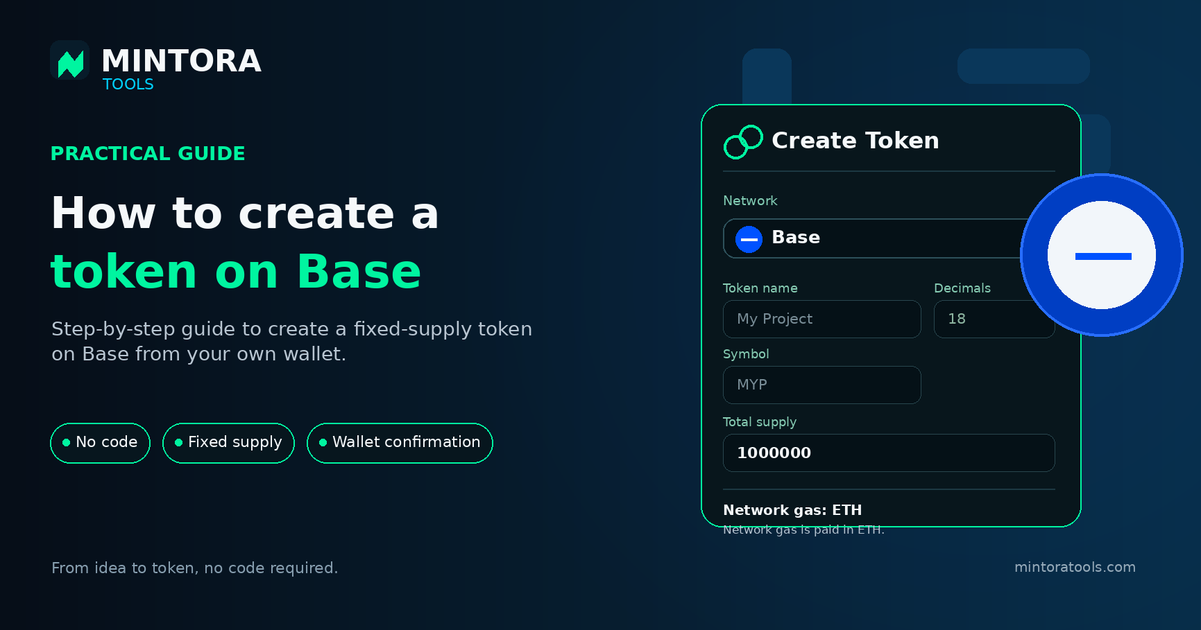 Cover of the MINTORA Tools guide to creating a token on Base