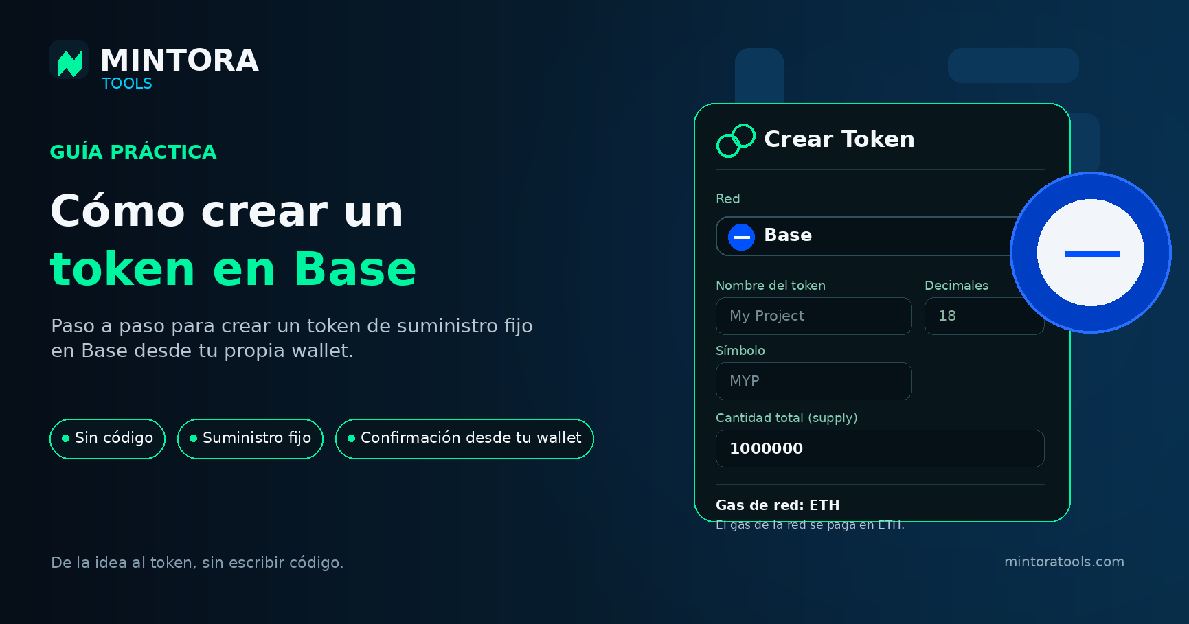Portada de la guía de MINTORA Tools para crear un token en Base