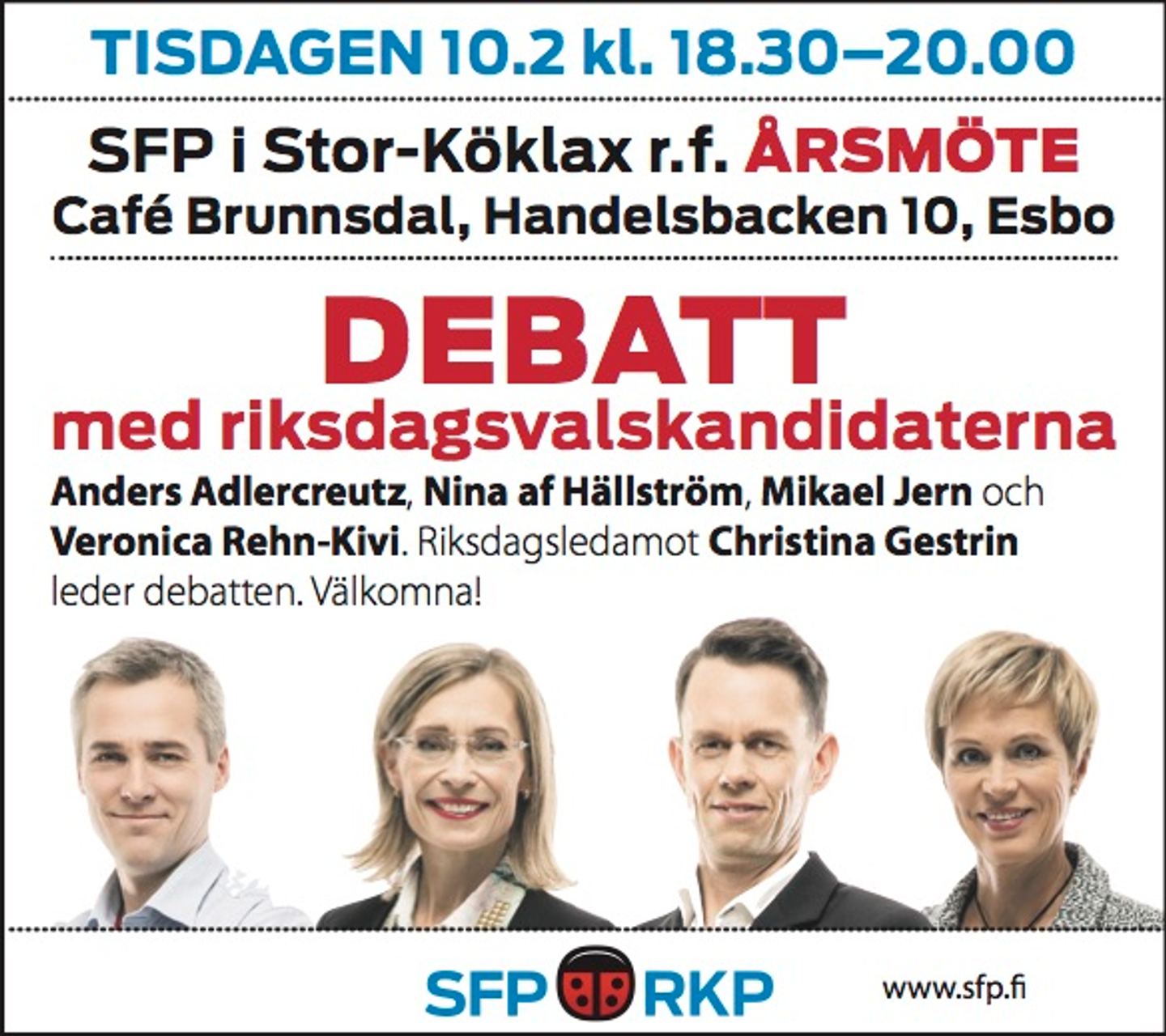 Debatt i Köklax 10.2 kl 18.30, Café Brunnsdal