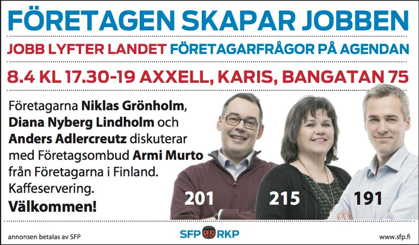 8.4 kl. 17.30 Företagarpanel, Axxell, Karis