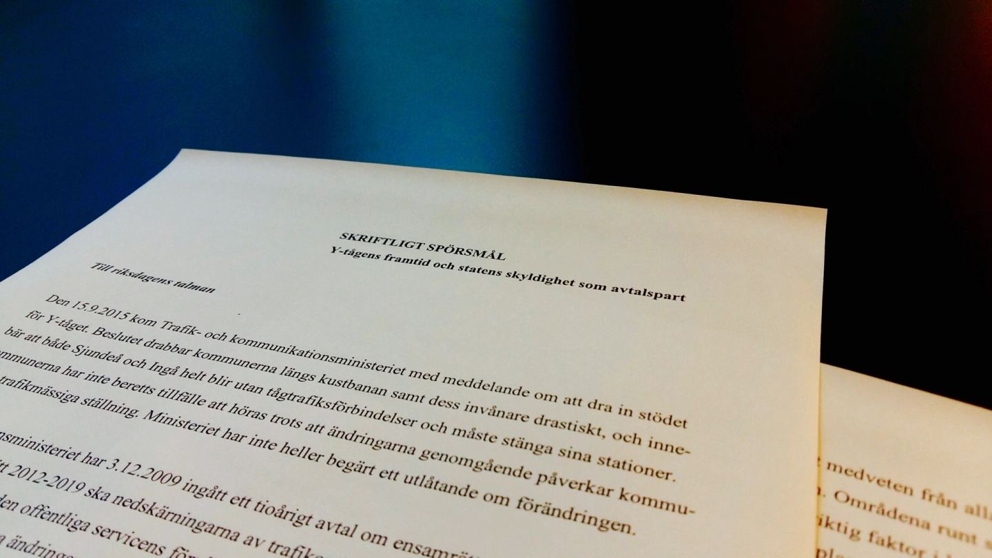 Y-tågens framtid och statens skyldighet som avtalspart 1.10.2015