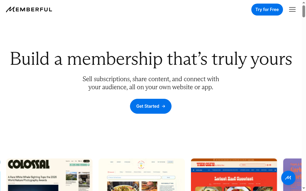 Memberful homepage