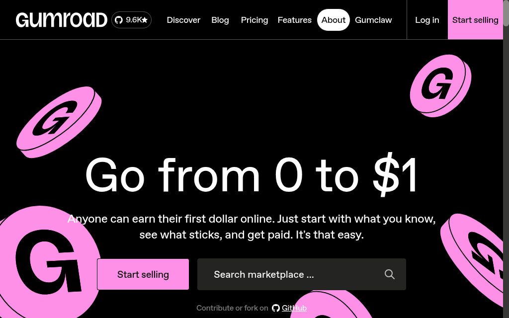 Gumroad homepage