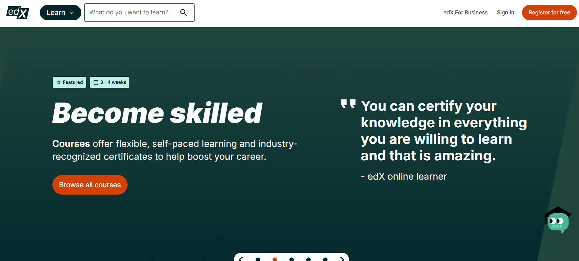 edX homepage