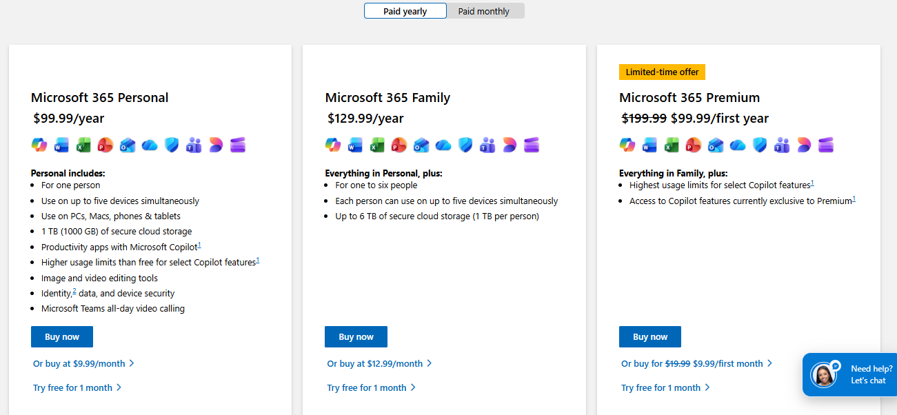 Microsoft pricing
