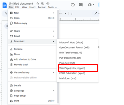 convert google doc to html
