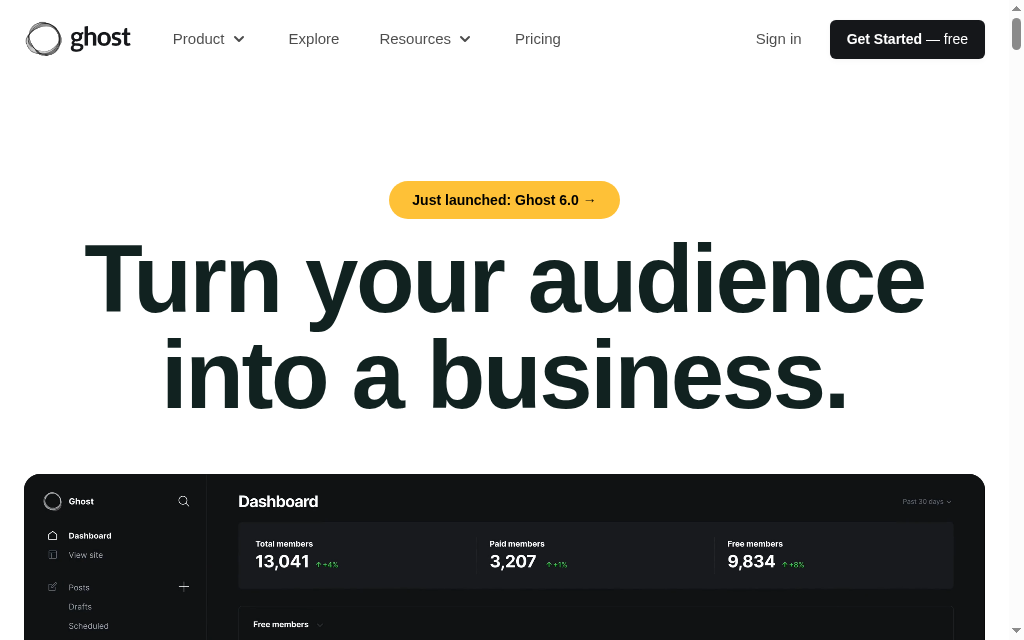 Ghost homepage