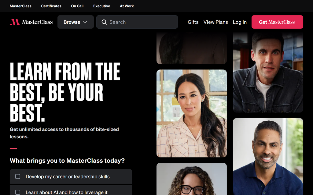 MasterClass homepage