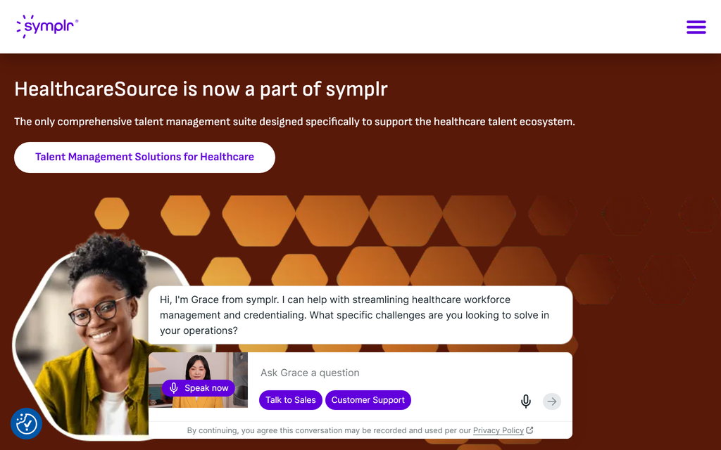 Page d'accueil de HealthcareSource