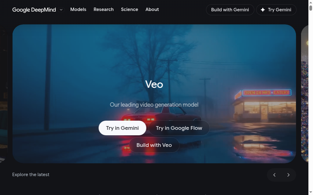 Google Veo homepage