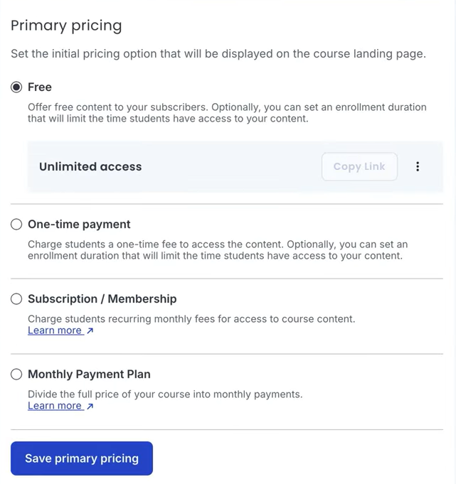 Thinkific course selling options
