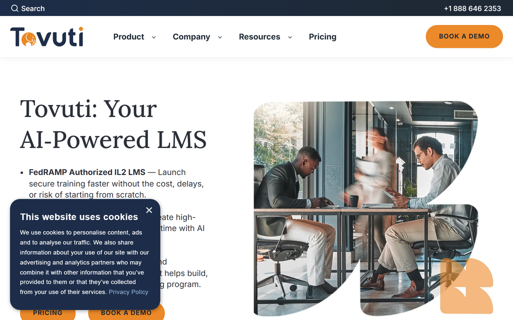 Tovuti homepage introducing its AI-powered LMS