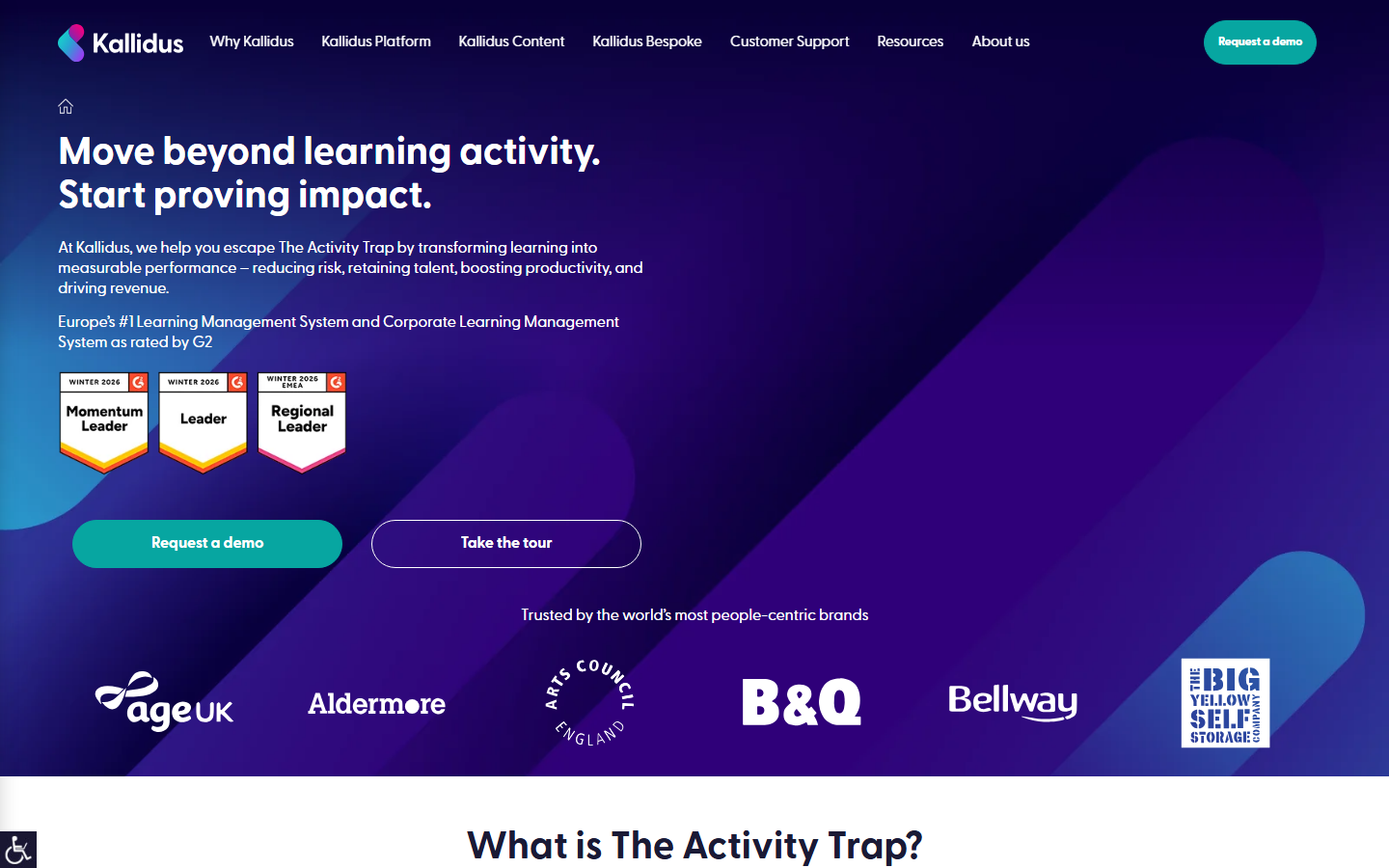 Kallidus Learn homepage showing its learning platform