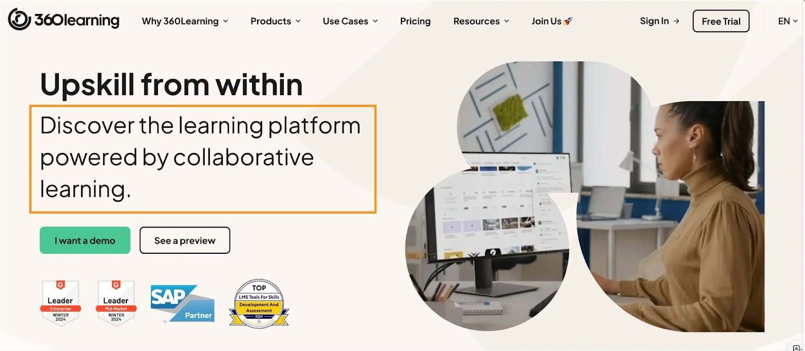 360Learning homepage