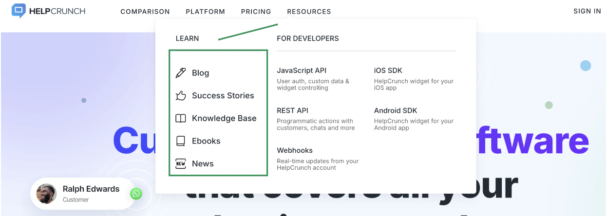 helpcrunch resources