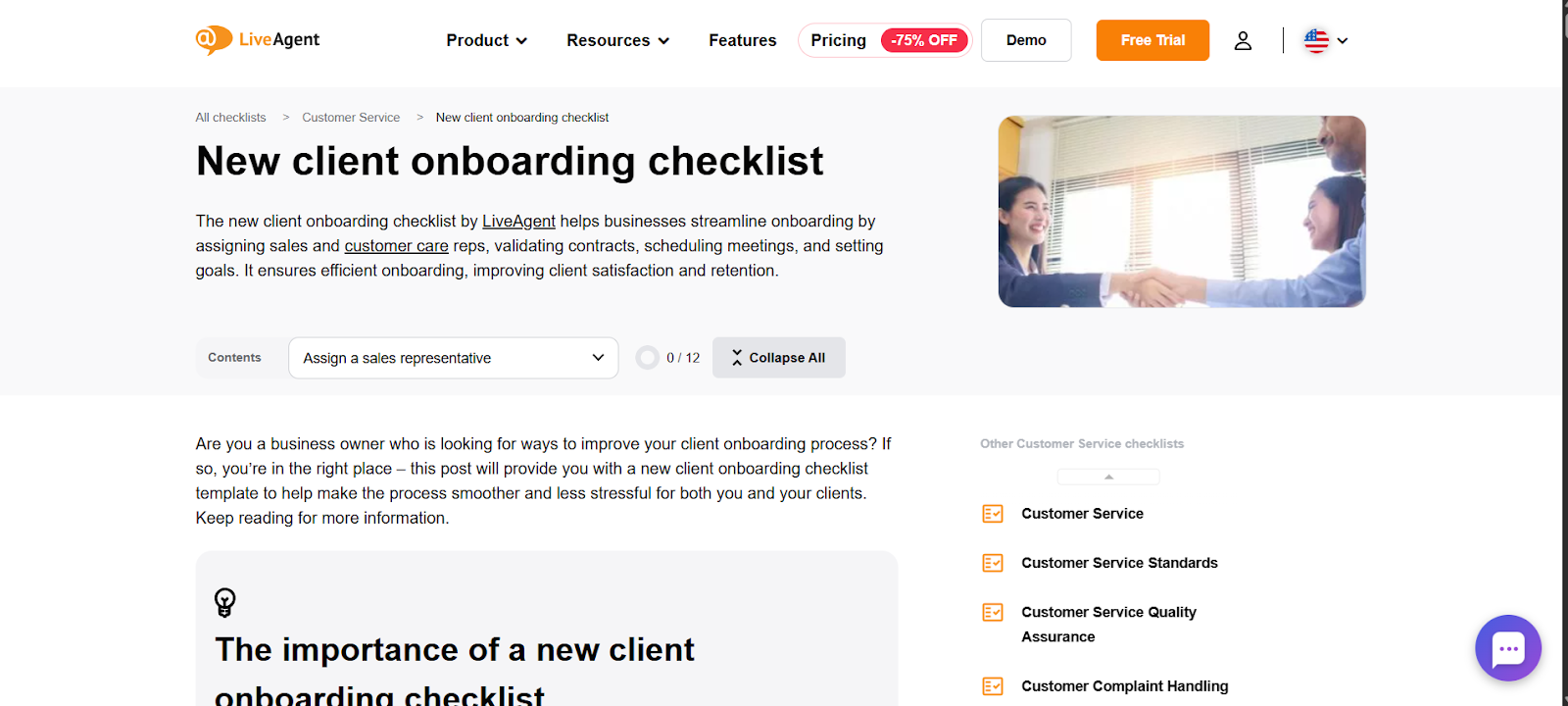 Simple Onboarding Checklist (LiveAgent)