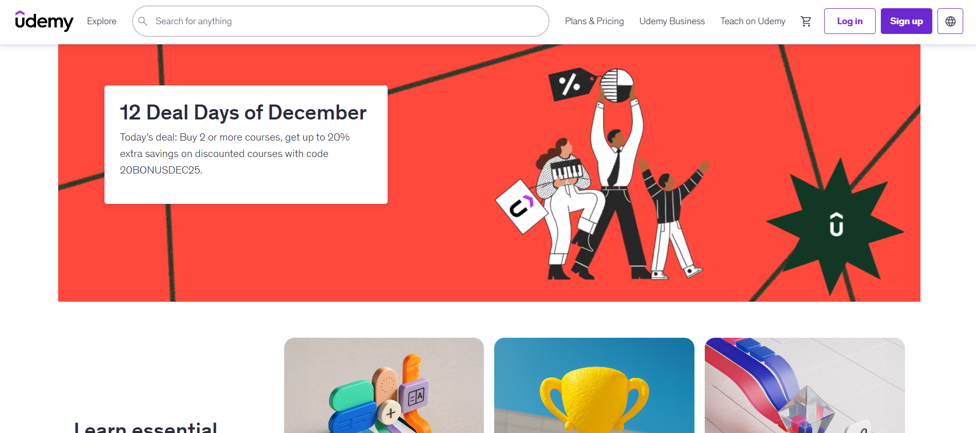 Udemy home page
