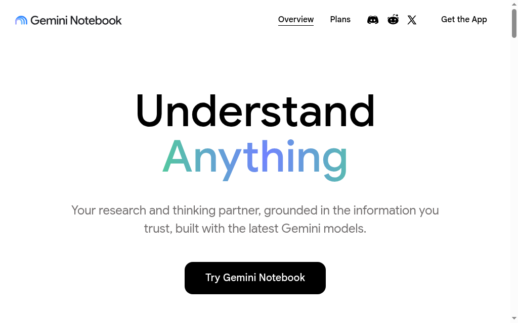 NotebookLM 官网首页
