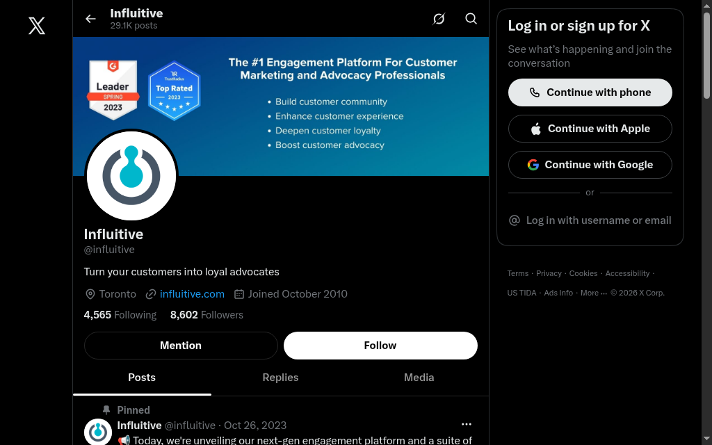 Influitive homepage