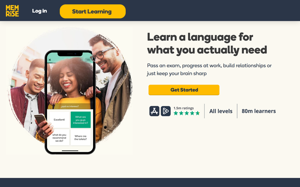 Memrise homepage