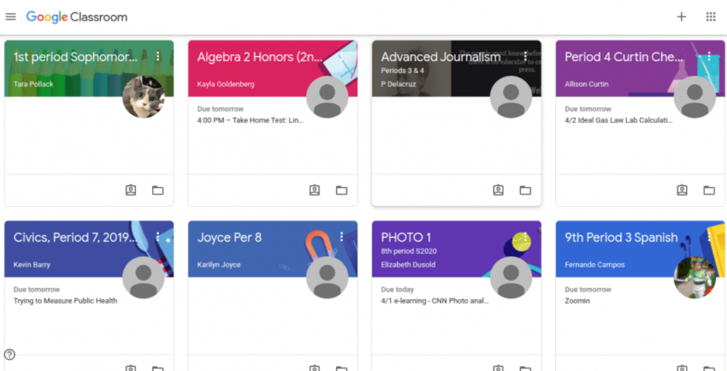 Google Classroom course organization