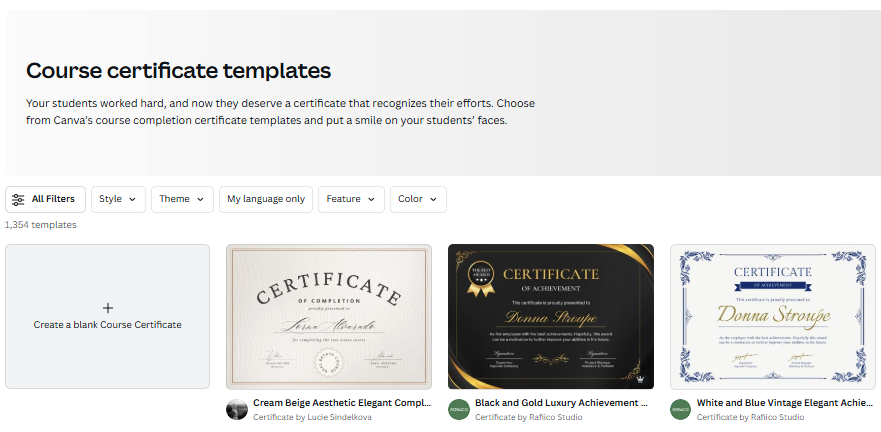 Course Certificate Template