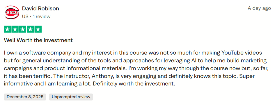 Positive review about AI Creator Course