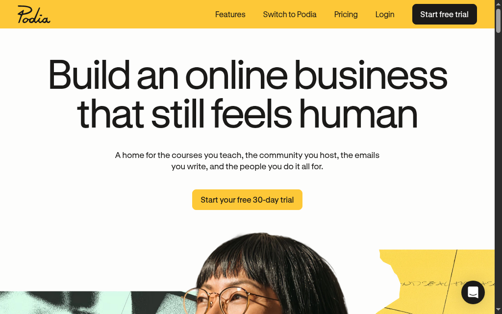 Podia homepage