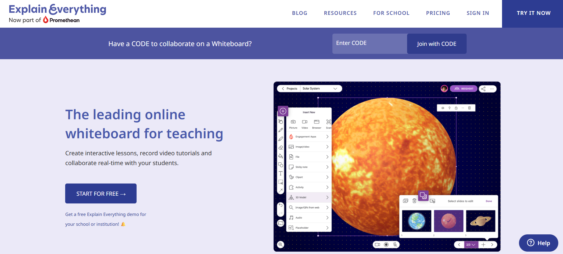 Explain Everything leading online whiteboard for teaching