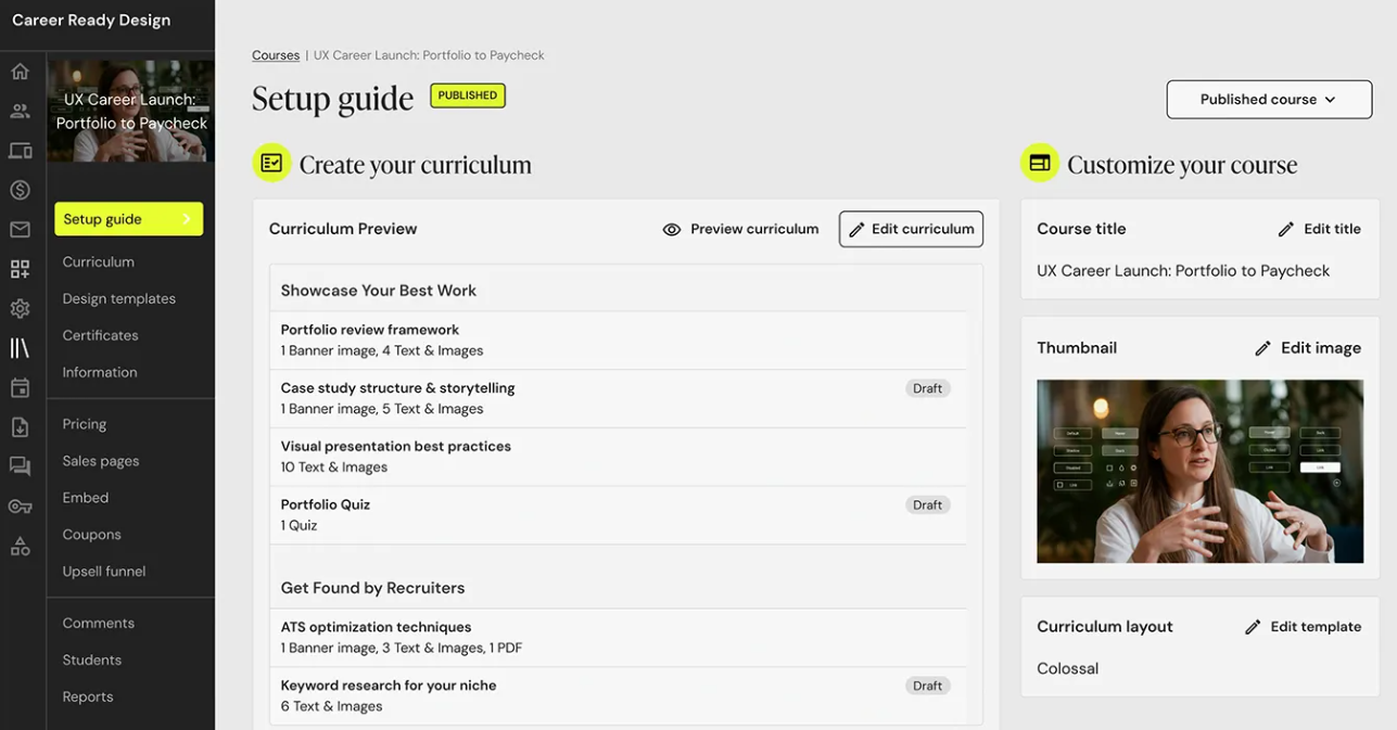 Teachable course customization