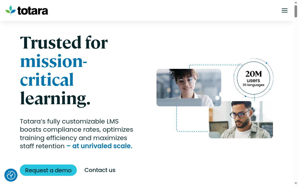 Totara Learn homepage