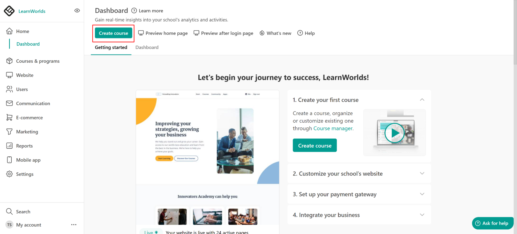 LearnWorlds Course Building
