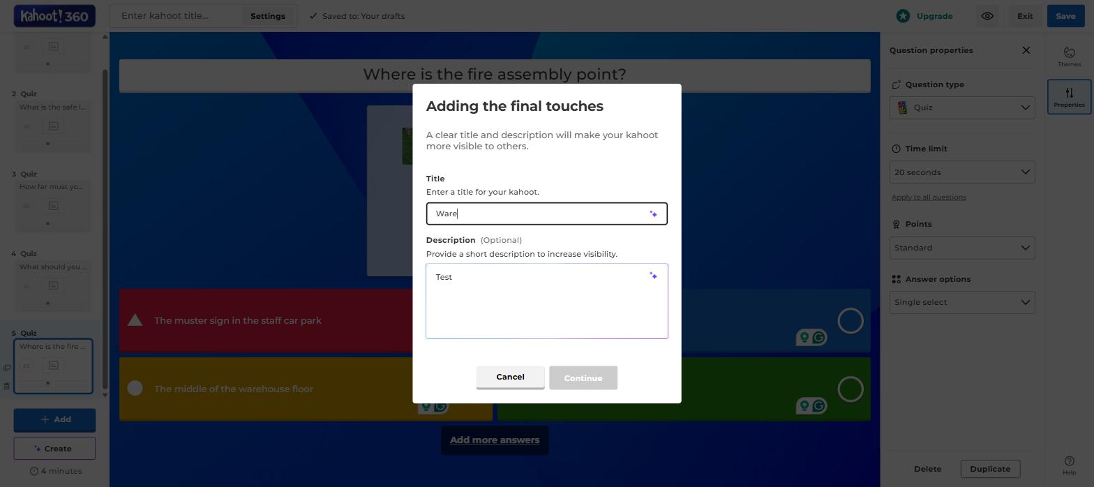 The Kahoot 360 upsell that interrupted saving, hosting and assigning