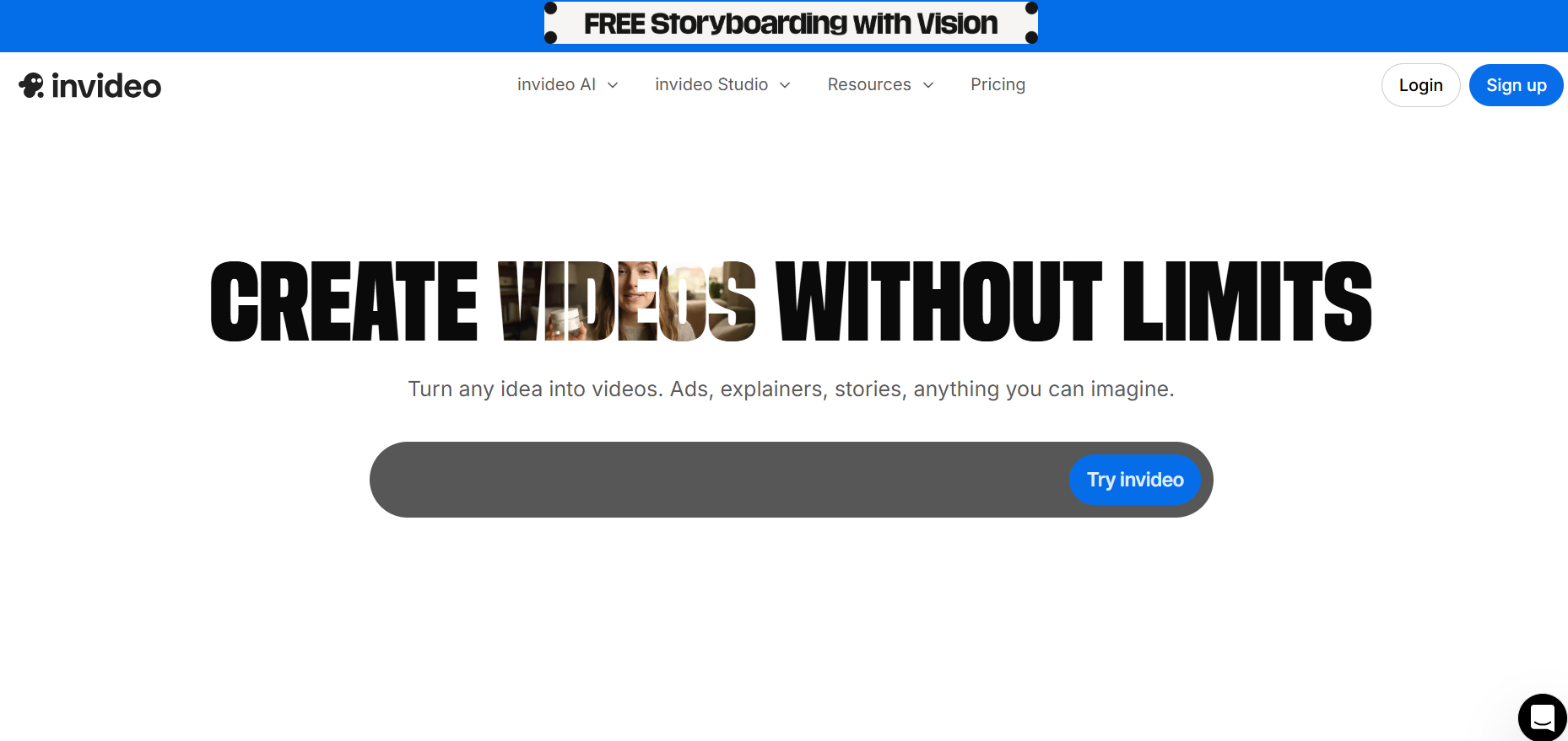 InVideo homepage