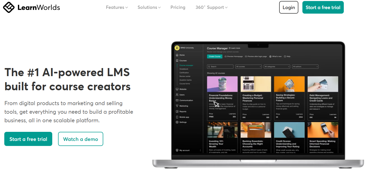 LearnWorlds homepage