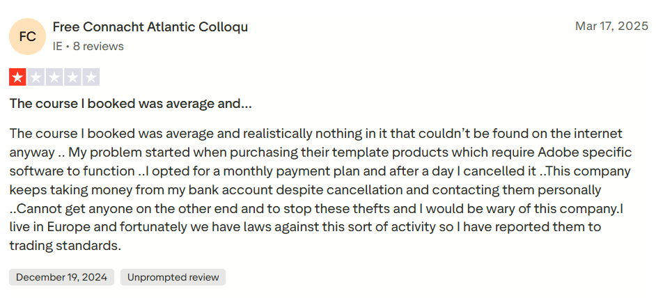 Negative review about AI Creator Course