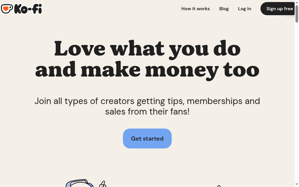 Ko-fi homepage