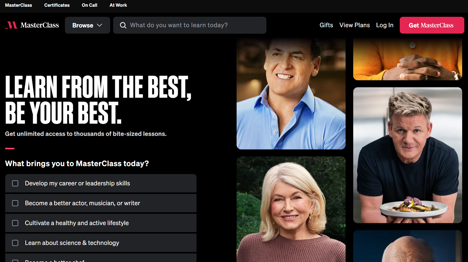 MasterClass homepage