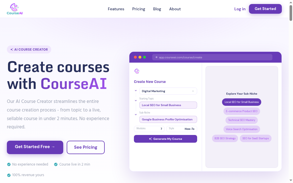CourseAI homepage