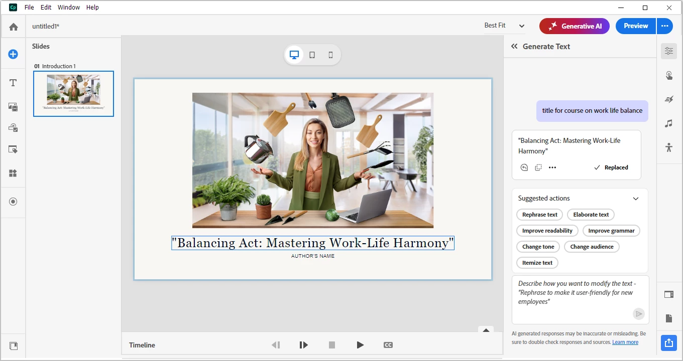 Adobe Captivate course creation