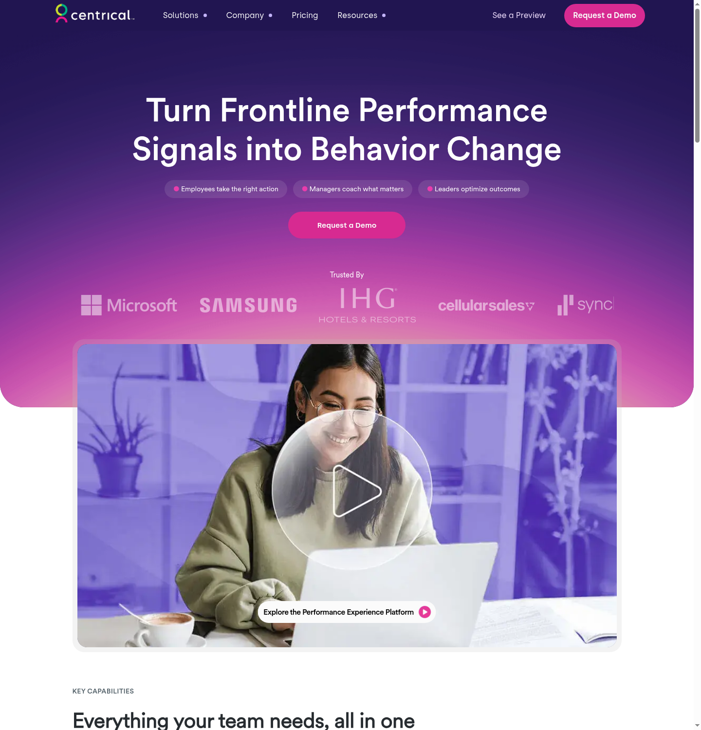 Centrical homepage