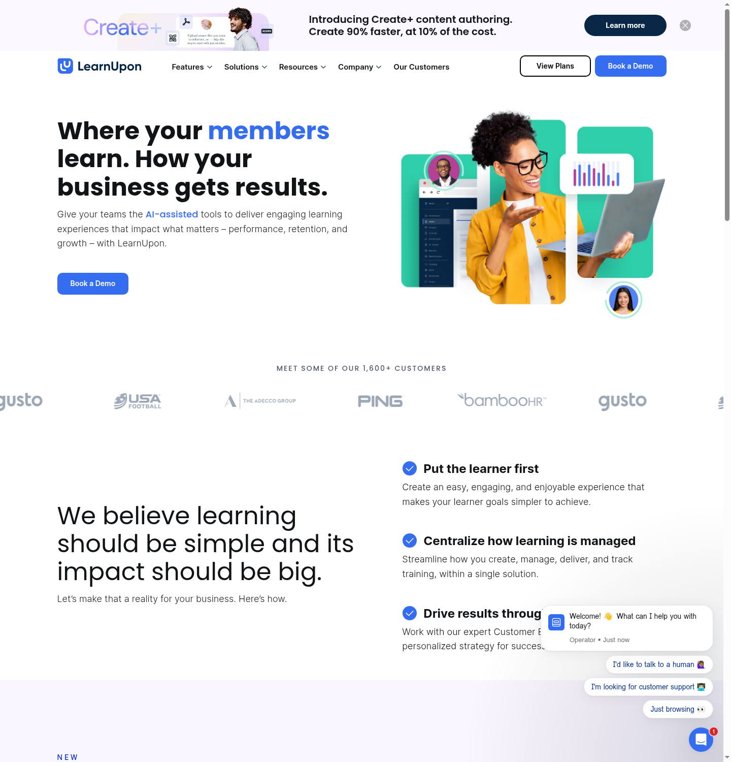 LearnUpon homepage