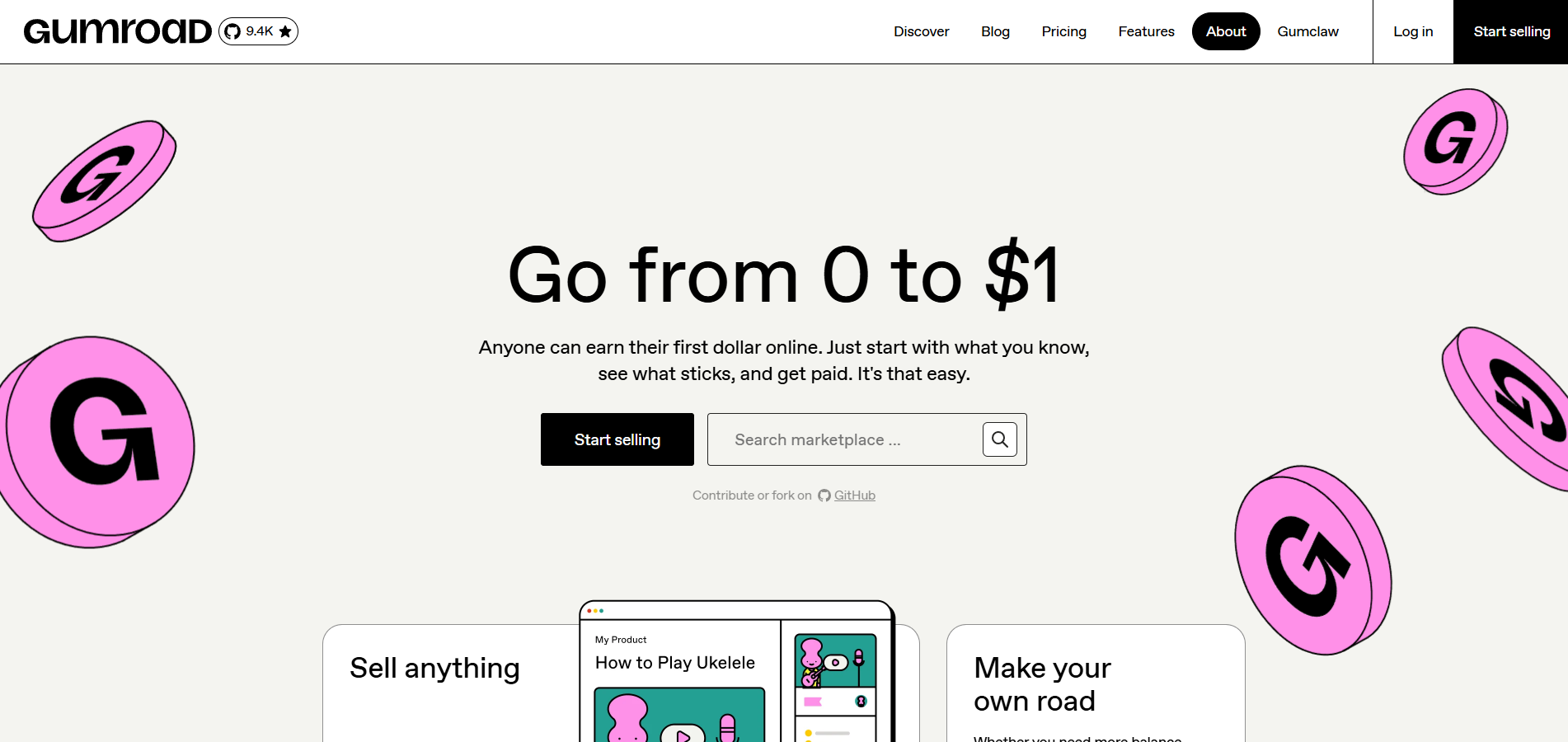 Gumroad homepage
