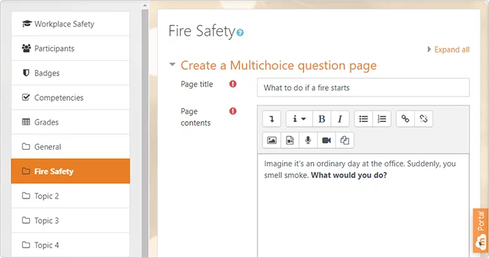 Create a Multichoice Question Page