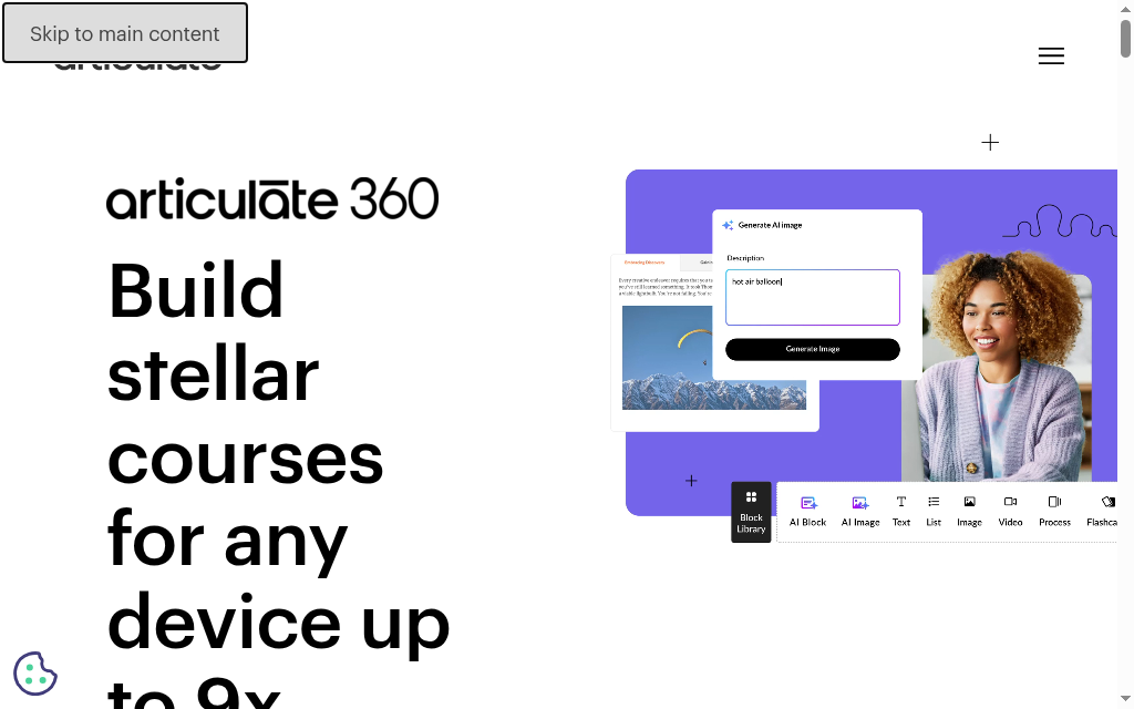 Articulate Rise 360 homepage
