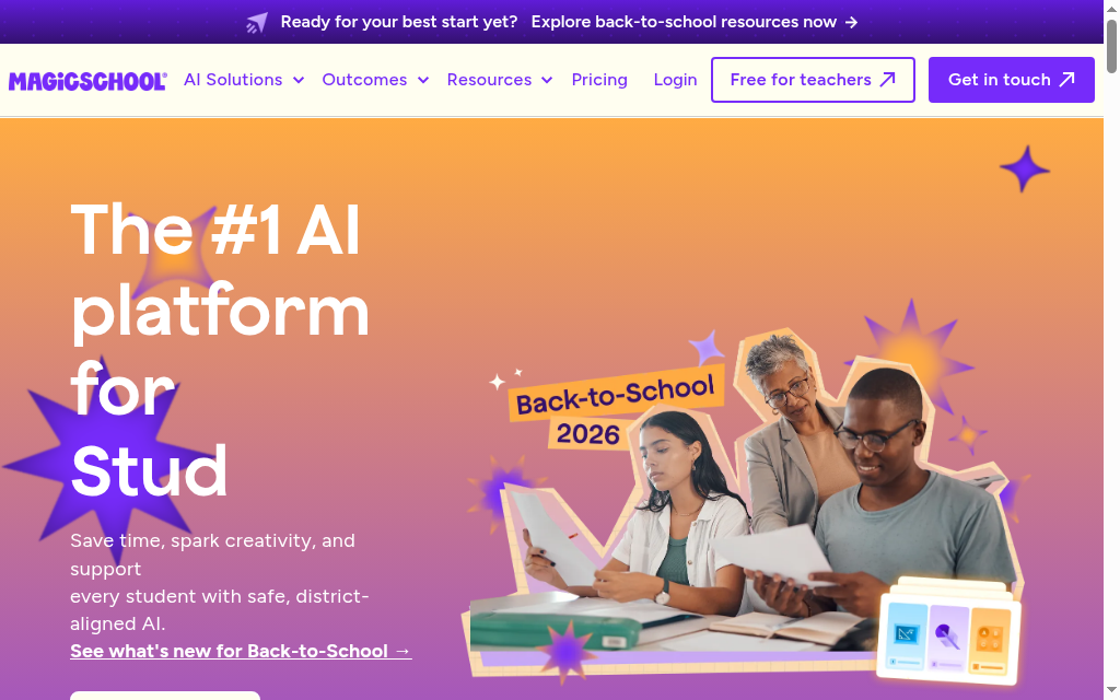 MagicSchool AI homepage